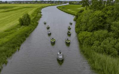 Negen 3D geprinte schepen op een rij