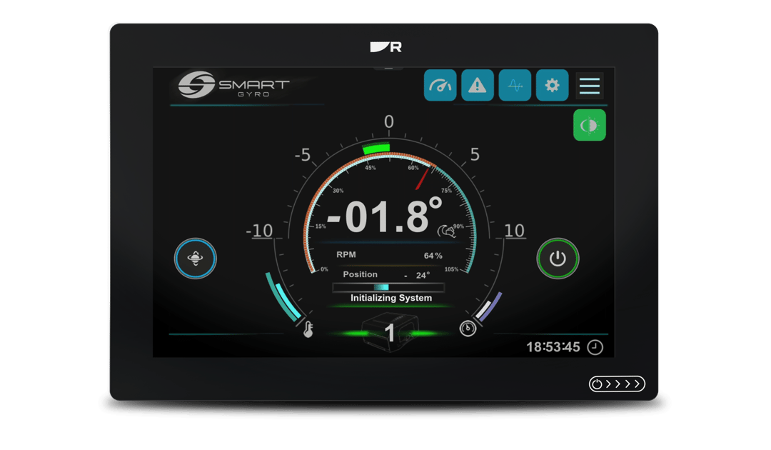 Smartgyro stabilisatie integratie op Raymarine Axiom kaartplotterdisplays
